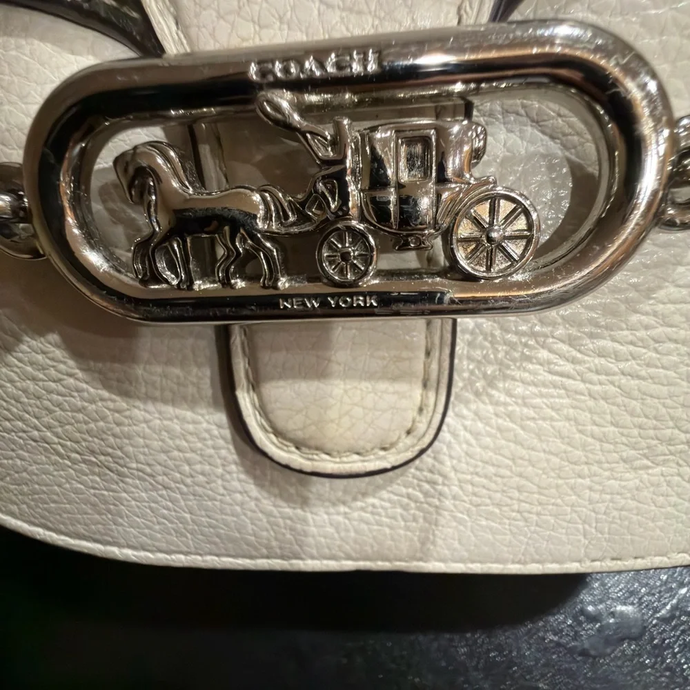 Coach Cream and Olive Crossbody leather jade  Bag 1924